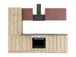 Optifit Bari407/Livorno290 Küchenzeile 270 cm Rostrot / Wildeiche Nachbildung< Kühlschränke|Winkelküchen