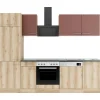 Discount Optifit Bari407/Livorno290 Küchenzeile 270 cm Rostrot / Wildeiche Nachbildung