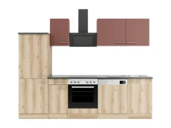 Optifit Bari407/Livorno290 Küchenzeile 270 cm Rostrot / Wildeiche Nachbildung< Pantryküchen|Kochfelder