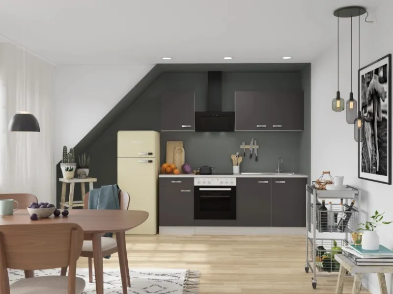 Optifit Faro220 Küchenzeile 210 cm Anthrazit< Winkelküchen