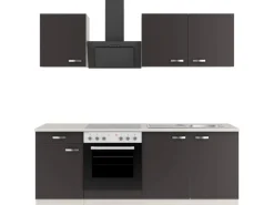 Outlet Optifit Faro220 Küchenzeile 210 cm ohne E-Geräte Anthrazit