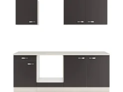 Outlet Optifit Faro220 Küchenzeile 210 cm ohne E-Geräte Anthrazit