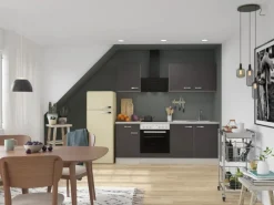 Outlet Optifit Faro220 Küchenzeile 210 cm ohne E-Geräte Anthrazit