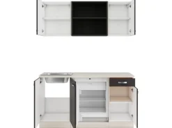 Optifit Miniküchen|Kühlschränke<Faro220 Miniküche 150 cm Anthrazit
