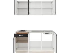 Optifit Miniküchen|Kochfelder<Faro220 Miniküche 150 cm Anthrazit