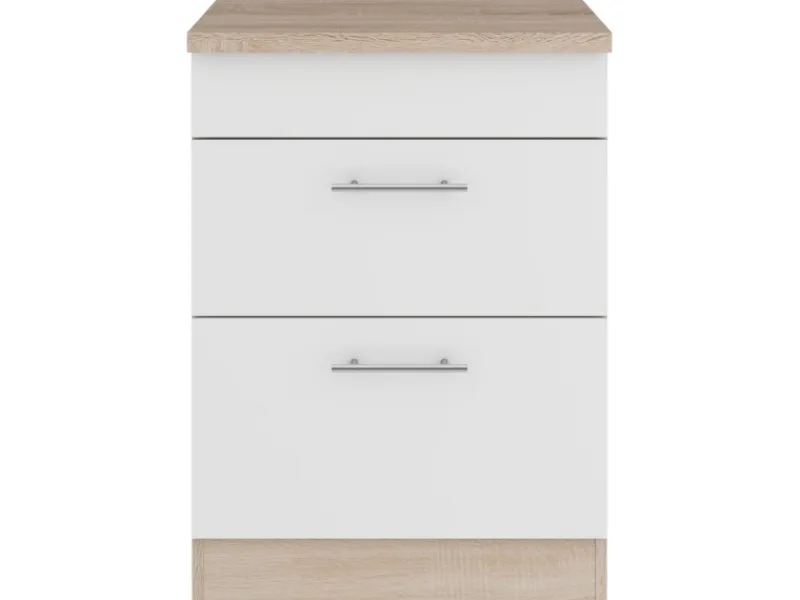 Optifit Küchen-Auszugsunterschrank Dakar286 60cm Weiß Sgl. für Glaskeramikkochf< Kücheninseln