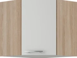 Optifit Küchenschränke<Küchen-Eckoberschrank Dakar286 60/60 cm x 57,6 cm x 34,6 cm Weiß-Eiche