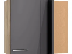 Optifit Küchen-Eckoberschrank Jonte984 80/45 x 70,4 x 34,9cm Anthrazit Wildeiche