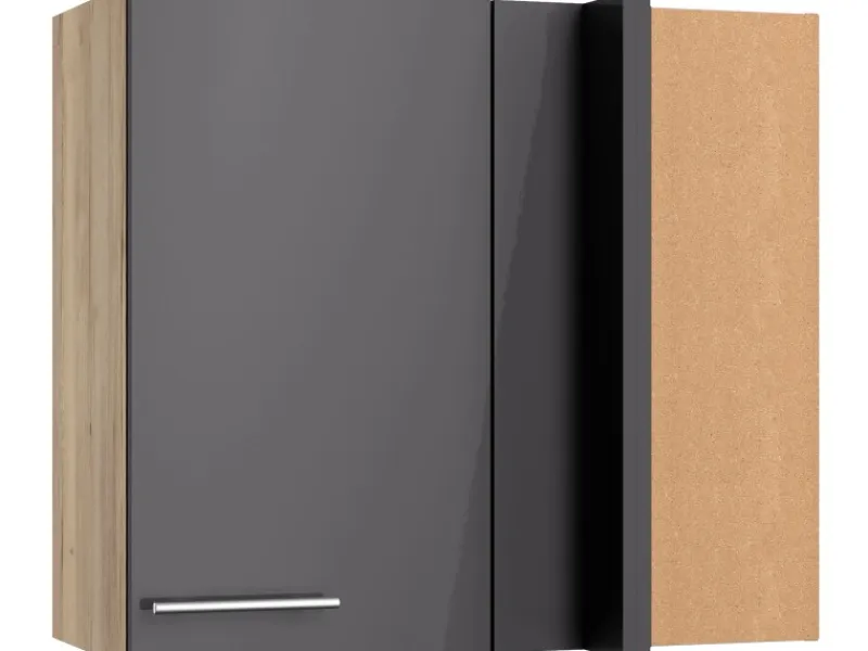 Optifit Küchen-Eckoberschrank Jonte984 80/45 x 70,4 x 34,9cm Anthrazit Wildeiche