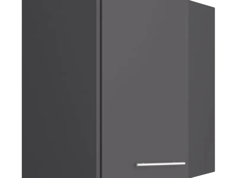 Optifit Küchen-Eckoberschrank Ingvar420 60/60cm x 70,4cm x 34,9cm Anthrazit/Matt< Küchenschränke