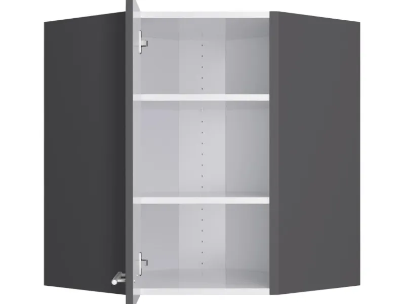 Optifit Küchen-Eckoberschrank Ingvar420 60/60cm x 70,4cm x 34,9cm Anthrazit/Matt< Küchenschränke