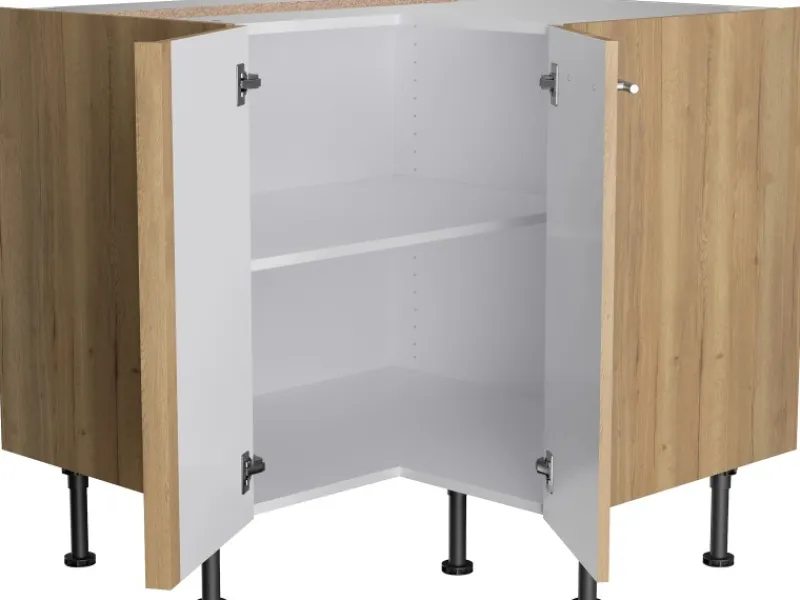 Optifit Küchen-Eck-Unterschrank Erik290 90/90 cm x 87 cm x 58,4 cm Wildeiche< Küchenschränke