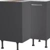 Optifit Küchen-Eck-Unterschrank Ingvar420 90/90cmx 57cmx 58,4cm Anthrazit Matt< Küchenschränke