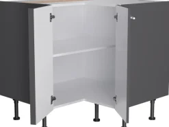 Optifit Küchen-Eck-Unterschrank Ingvar420 90/90cmx 57cmx 58,4cm Anthrazit Matt< Küchenschränke