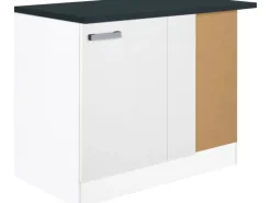Best Optifit Küchen-Eck-Unterschrank Salo214 100 cm x 84,8 cm x 60 cm Weiß