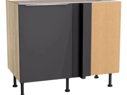 Optifit Küchen-Eck-Unterschrank Linus984 100/65x 87x 58,4cm Anthrazit Wildeiche< Küchenschränke