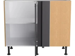 Optifit Küchen-Eck-Unterschrank Linus984 100/65x 87x 58,4cm Anthrazit Wildeiche< Küchenschränke