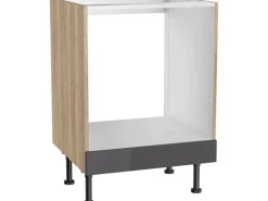Optifit Kochfelder|Küchenschränke<Küchen-Herdumbau Jonte984 60 cm x 87 cm x 58,4 cm Anthrazit-Wildeiche