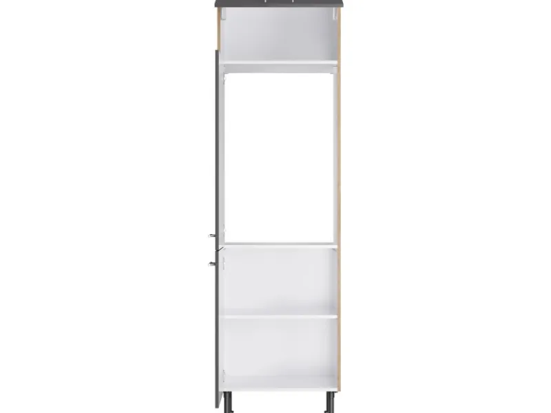 New Optifit Küchen-Hochschrank für Kühlschrank Jonte984 60 cm Anthrazit-Wildeiche