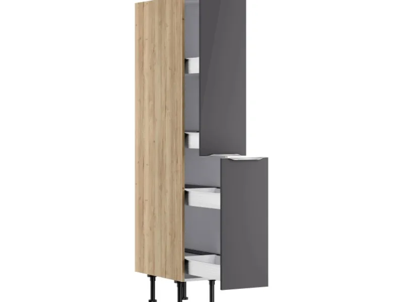 Optifit Küchen-Midi-Apothekerschrank Linus984 30 cm Anthrazit-Wildeiche< Küchenschränke