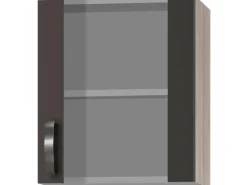 Optifit Küchen-Oberschrank mit Stollenglastür Faro220 50cmx57,6cm Anthra.-Braun< Küchenschränke