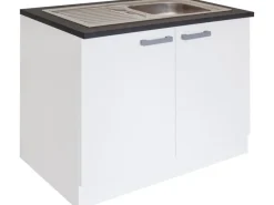 Optifit Küchenschränke<Küchen-Spülenunterschrank mit Einbauspüle Salo214 100cmx84,8cmx60cm Weiß