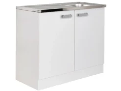 Optifit Küchen-Spülenunterschrank Salo214 mit Spülenauflage 100cmx85cmx50cm Weiß< Küchenschränke