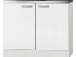 Optifit Küchen-Spülenunterschrank Salo214 100 cm Weiß mit Spülenauflage< Küchenschränke