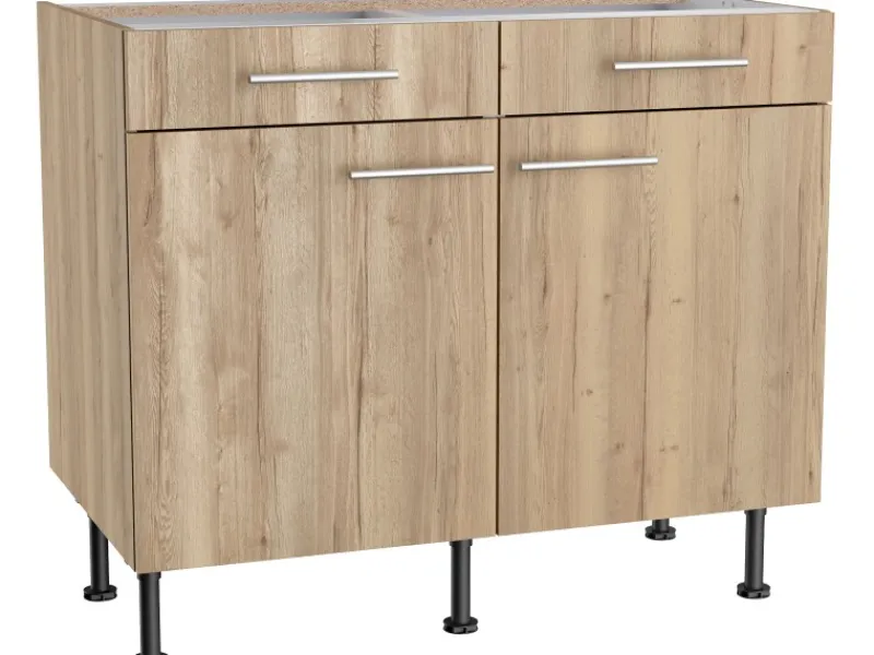 Optifit Küchenschränke<Küchen-Unterschrank Erik290 100 cm x 87 cm x 58,4 cm Wildeiche
