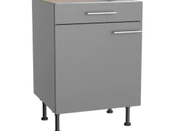 Optifit Küchen-Unterschrank Mats825 60 cm x 87 cm x 58,4 cm Basaltgrau< Küchenschränke