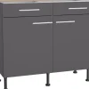 Optifit Küchen-Unterschrank Ingvar420 100 cm x 87 cm x 58,4 cm Anthrazit Matt< Küchenschränke