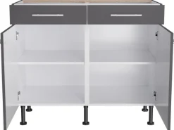 Optifit Küchen-Unterschrank Ingvar420 100 cm x 87 cm x 58,4 cm Anthrazit Matt< Küchenschränke