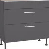 New Optifit Küchen-Unterschrank mit 2 Auszügen Ingvar420 90 cm Anthrazit Matt