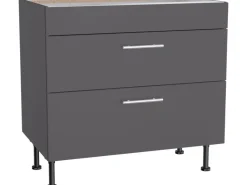 New Optifit Küchen-Unterschrank mit 2 Auszügen Ingvar420 90 cm Anthrazit Matt
