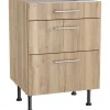 Outlet Optifit Küchen-Unterschrank mit 3 Auszügen Erik290 60x87x58,4cm WildEiche