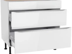 Optifit Kochfelder|Küchenschränke<Küchen-Unterschrank mit 2 Auszügen Arvid986 90 cm x 87 cm x 58,4 cm Weiß