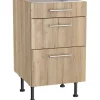 Optifit Küchen-Unterschrank mit 3 Auszügen Erik290 50x87x58,4cm WildEiche< Küchenschränke