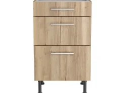 Optifit Küchen-Unterschrank mit 3 Auszügen Erik290 50x87x58,4cm WildEiche< Küchenschränke