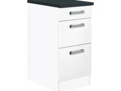 New Optifit Küchen-Unterschrank mit 3 Auszügen Salo214 40 cm x 84,8 cm x 60 cm Weiß