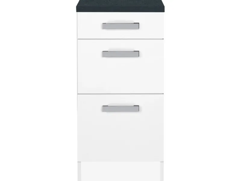 New Optifit Küchen-Unterschrank mit 3 Auszügen Salo214 40 cm x 84,8 cm x 60 cm Weiß