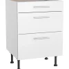 Optifit Küchen-Unterschrank mit 3 Auszügen Bengt932 60 cm x 87 cm x 58,4 cm Weiß