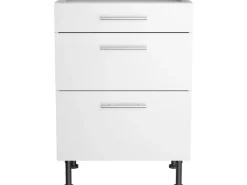 Optifit Küchen-Unterschrank mit 3 Auszügen Bengt932 60 cm x 87 cm x 58,4 cm Weiß