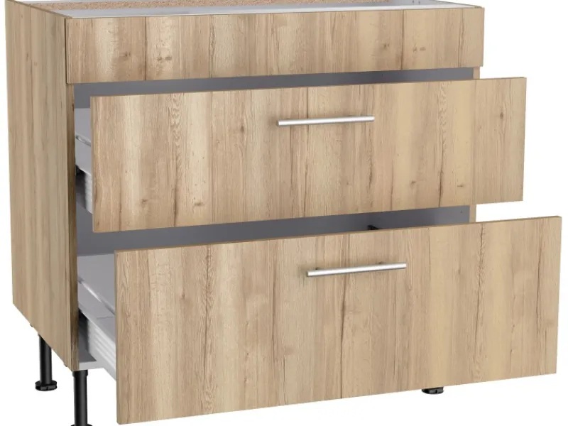 Online Optifit Küchen-Unterschrank mit 2 Auszügen Erik290 90x87x58,4cm WildEiche