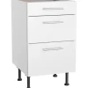 Optifit Küchen-Unterschrank mit 3 Auszügen Bengt932 50 cm x 87 cm x 58,4 cm Weiß< Küchenschränke