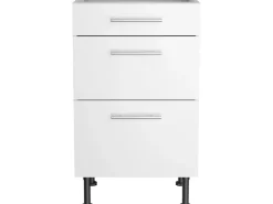 Optifit Küchen-Unterschrank mit 3 Auszügen Bengt932 50 cm x 87 cm x 58,4 cm Weiß< Küchenschränke