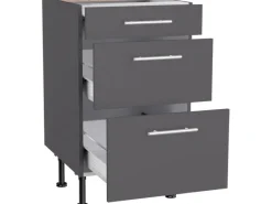 Optifit Küchenschränke<Küchen-Unterschrank mit 3 Auszügen Ingvar420 50 cm Anthrazit Matt