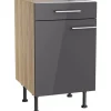 Discount Optifit Küchen-Unterschrank Jonte984 50 cm x 87 cm x 58,4 cm Anthrazit-Wildeiche