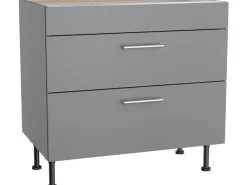 Optifit Küchen-Unterschrank mit 2 Auszügen Mats825 60cmx87cmx58,4cm Basaltgrau< Kochfelder|Küchenschränke