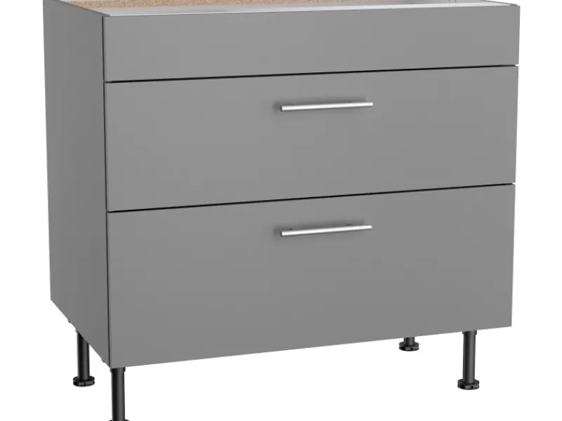 Optifit Küchen-Unterschrank mit 2 Auszügen Mats825 60cmx87cmx58,4cm Basaltgrau< Kochfelder|Küchenschränke
