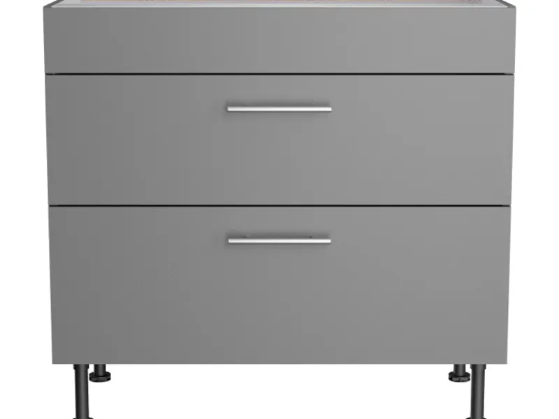 Optifit Küchen-Unterschrank mit 2 Auszügen Mats825 60cmx87cmx58,4cm Basaltgrau< Kochfelder|Küchenschränke